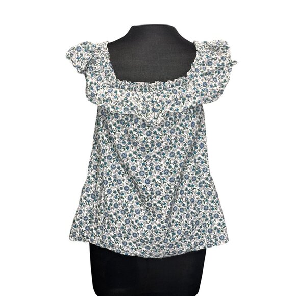 Loft Womens Floral Ruffle Sleeve Linen Blend Top Size S - Picture 3 of 9